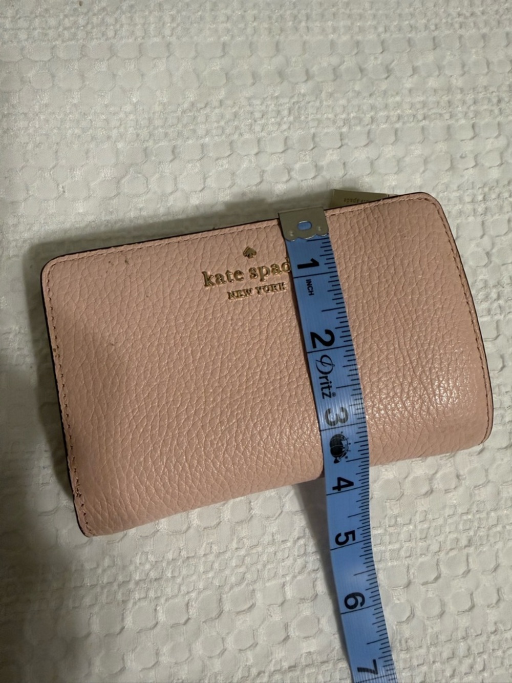 kate spade Blush Pebbled Leather Zip Wallet with Gold Logo - Picture 8 of 9